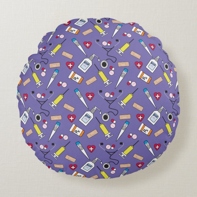 Doctor's and Nurse's Supplies Cute Round Pillow (Front)