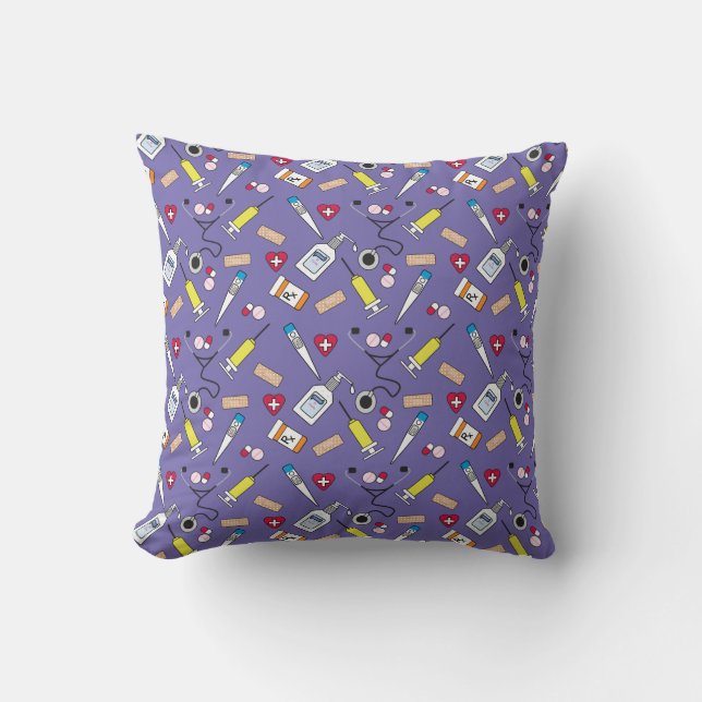 Doctor's and Nurse's Supplies Cute Throw Pillow (Front)