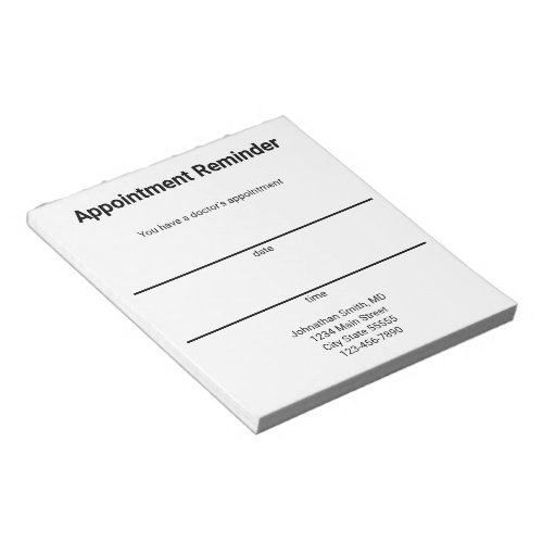 Doctor's Appointment Reminder Business Template Notepad