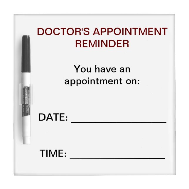 Doctor's Appointment Reminder Dry Erase Board (Front)
