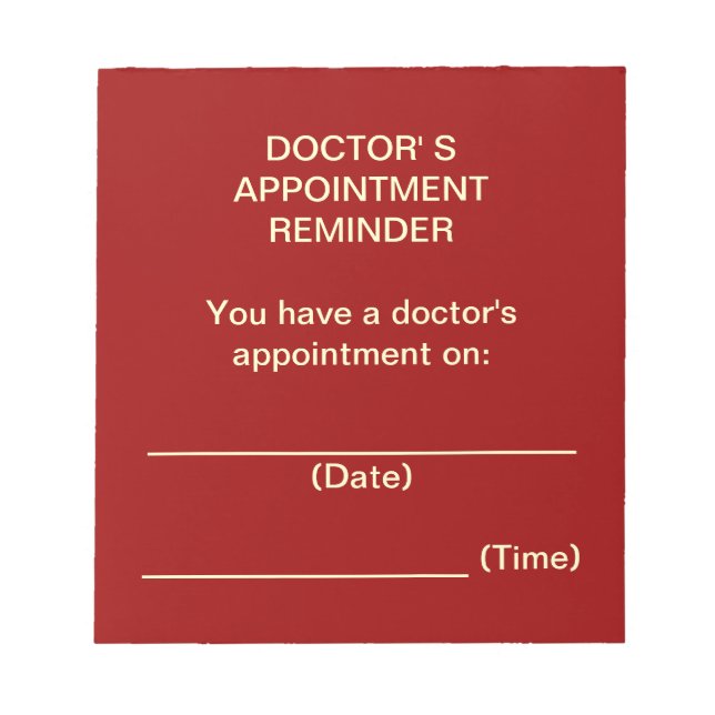 Doctor's Appointment Reminder Notepad (Front)