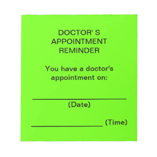Doctor's Appointment Reminder Notes (Bright Green)