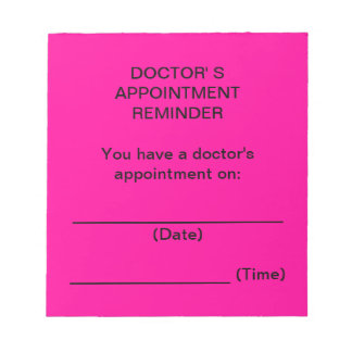 Doctor's Appointment Reminder Notes (Bright Pink)