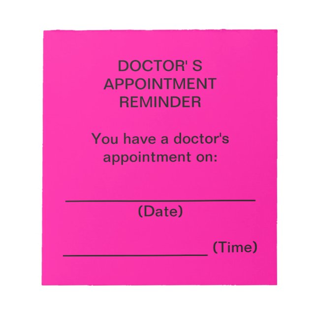 Doctor's Appointment Reminder Notes (Bright Pink) (Front)