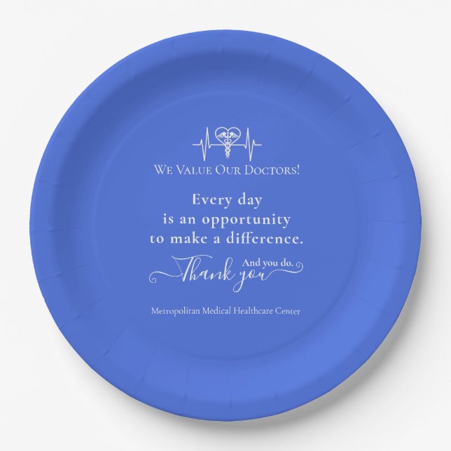 Doctors Appreciation Week Healthcare Symbol Bulk P Paper Plates (Front)