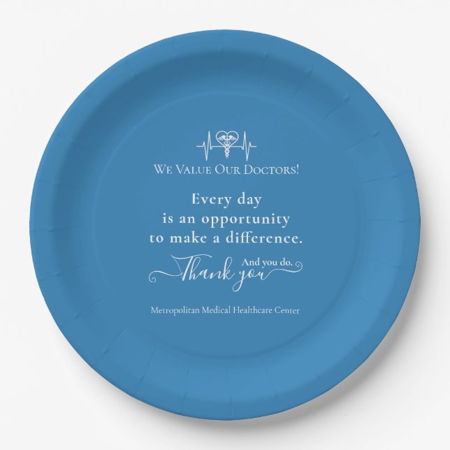Doctors Appreciation Week Healthcare Symbol Bulk Paper Plates (Front)