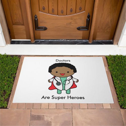 Doctors Are Super Heroes Male Black Doormat