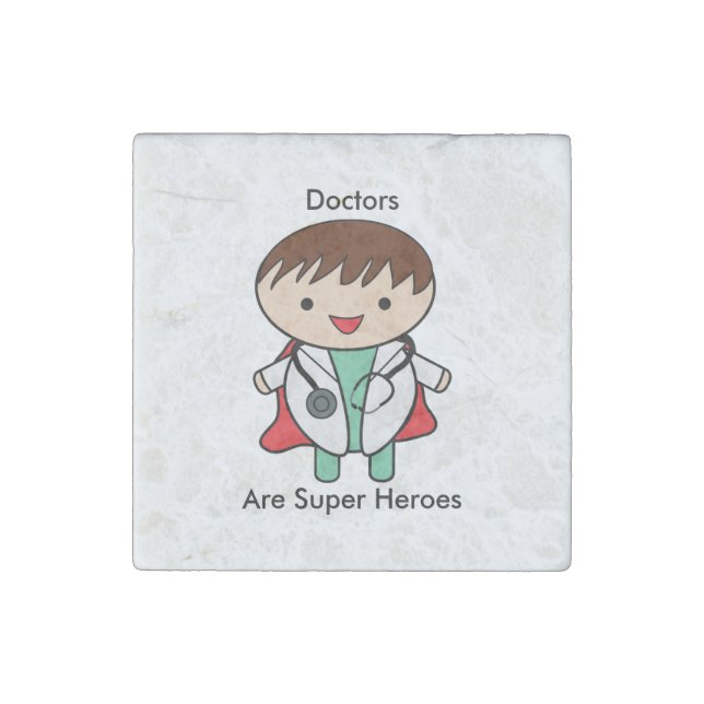 Doctors Are Super Heroes Personalize Stone Magnet (Front)