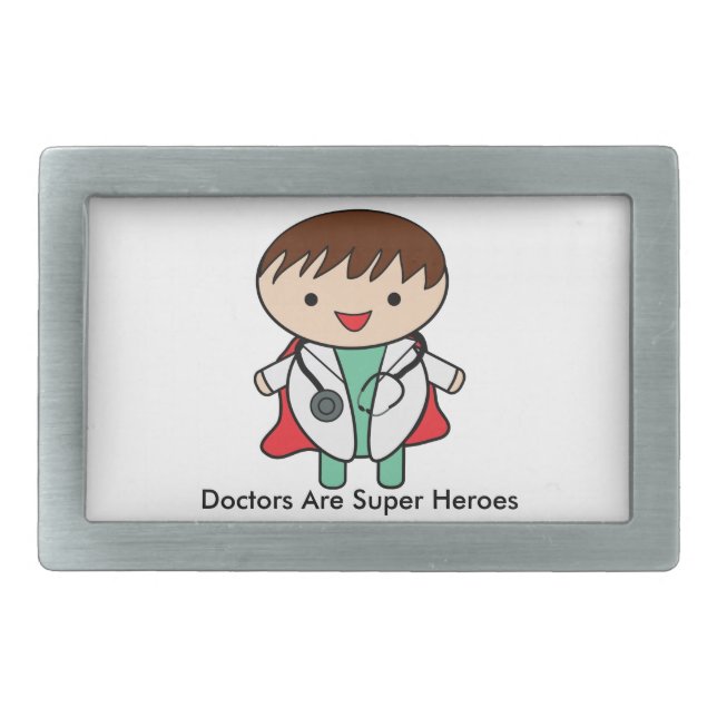 Doctors Are Super Heroes Rectangular Belt Buckle (Front)