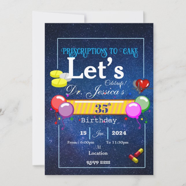  Doctor's birthday   Invitation (Front)