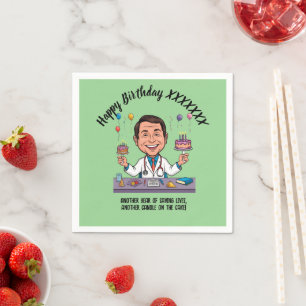 DOCTORS BIRTHDAY PARTY GREEN ANTISTRESS NAPKINS
