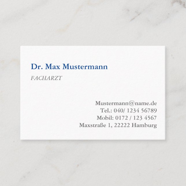 doctor's business card (Front)
