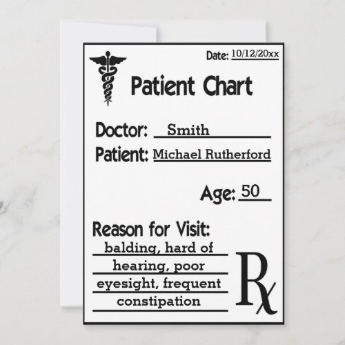 Doctors Chart For Patient Funny Invitation