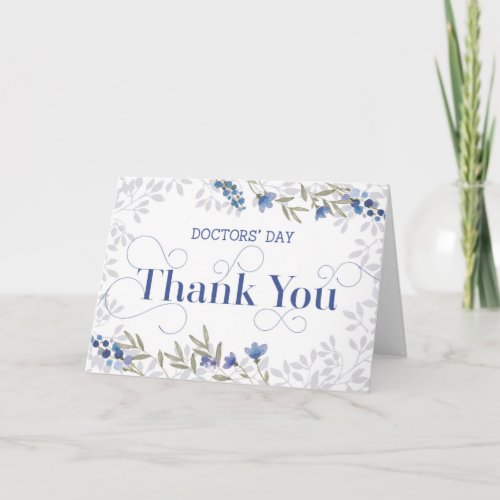 Doctors Day Card _ Thank You in Swirly Text Blue