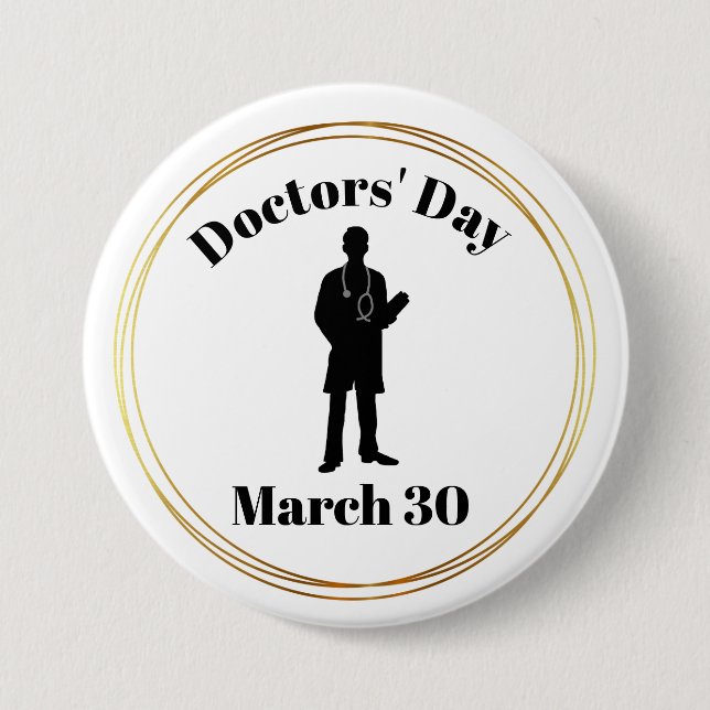 Doctor's Day Male Doctor Silhouette Button (Front)