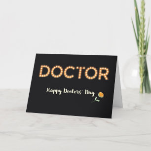 Doctors’ Day Marquee Light Bulb Letters, Orange Fl Card