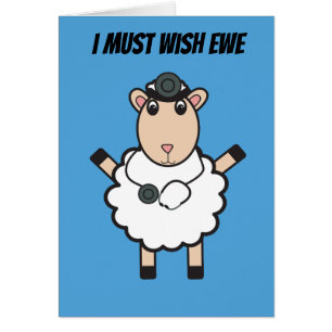 Doctors Day Sheep Wish Ewe Funny Pun Personalize Cards