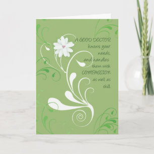 Doctors' Day Thank You, Green Swirls You Card