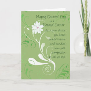 Doctors' Day to Retired Doctor, Green Swirls Card