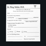 Doctors Excuse Notepad<br><div class="desc">This editable notepad features fields for the doctor's name, degrees and contact information. There are fields for the patient's name, from what the patient is being excused, the reason for the excuse, dates that employment is affected and the doctor's signature. The text is editable so go ahead and change the...</div>