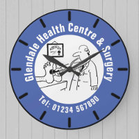 Doctor's Health Center Cartoon. Large Clock