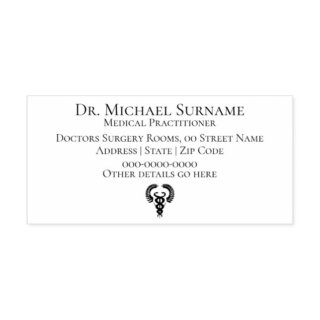 Doctors Healthcare Professionals DIY caduceus Self-inking Stamp (Design)