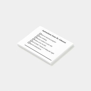 Doctor's Instructions Lifestyle Changes Checklist Post-it Notes