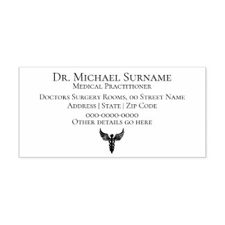 Doctors Medical Professionals DIY caduceus ink Self-inking Stamp