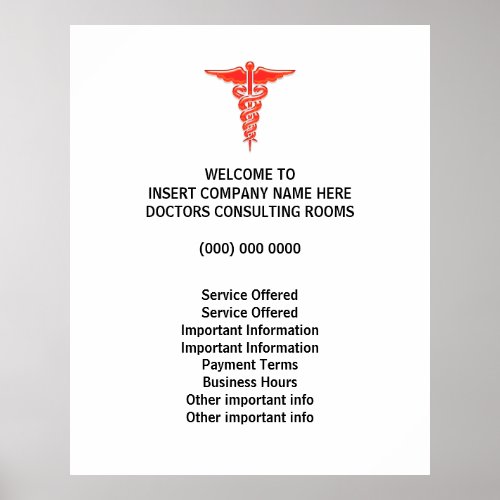 Doctors medical rooms patient information caduceus poster