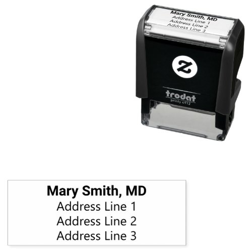 Doctors Name 3 Line Return Address Text Template Self_inking Stamp