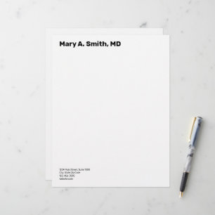 Doctor's Name in Bold & Contact Information White Letterhead