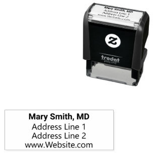 Doctor's Name in Bold Font Return Address Website Self-inking Stamp