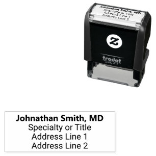 Doctor's Name in Bold Specialty Return Address Self-inking Stamp