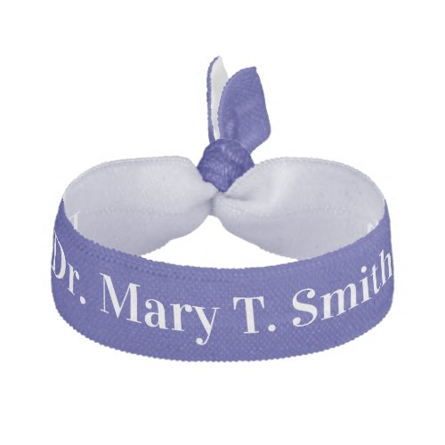 Doctors Name Navy Blue and White Text Template Elastic Hair Tie