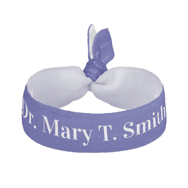 Doctor's Name Navy Blue and White Text Template Elastic Hair Tie (Front)