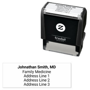 Doctor's Name Specialty 5 Line Text Return Address Self-inking Stamp