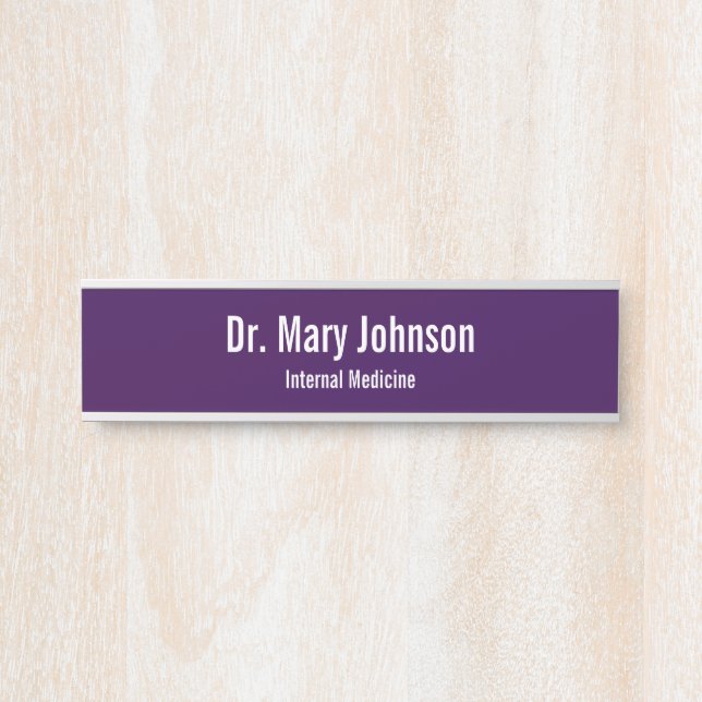 Doctor's Name Specialty Dark Purple Medical Office Door Sign (Front)