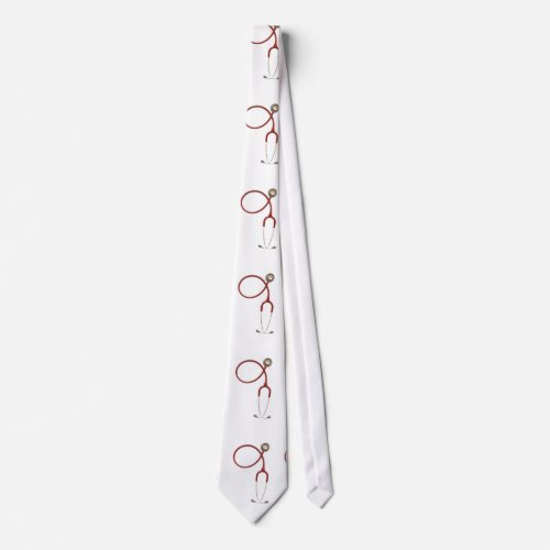 Doctors Necktie with Stethoscope in White