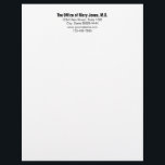 Doctor's Office Black and White Phone and Address Letterhead<br><div class="desc">This doctor's office stationery has five lines of text. The top line is bold for the name of the medical practice. The rest of the text is not in bold. You can edit this black text to show a custom message such as the office address,  website,  or phone number.</div>