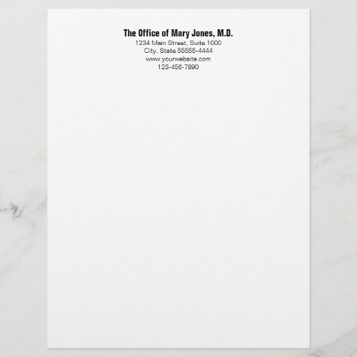 Doctors Office Black and White Phone and Address Letterhead
