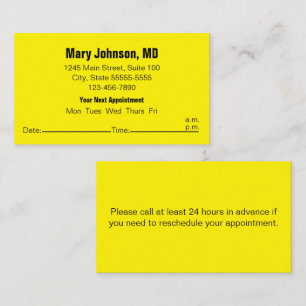Doctors Office Black Yellow Your Next Appointment Card