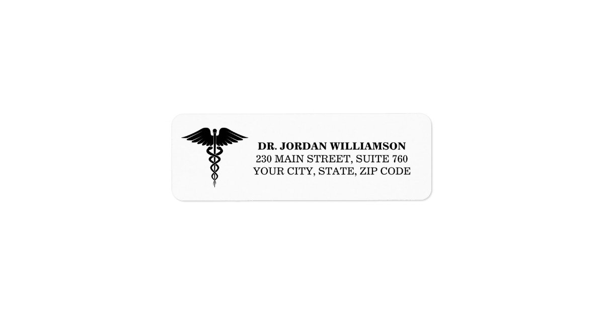 Doctor's Office Return Address Label Simple Custom | Zazzle