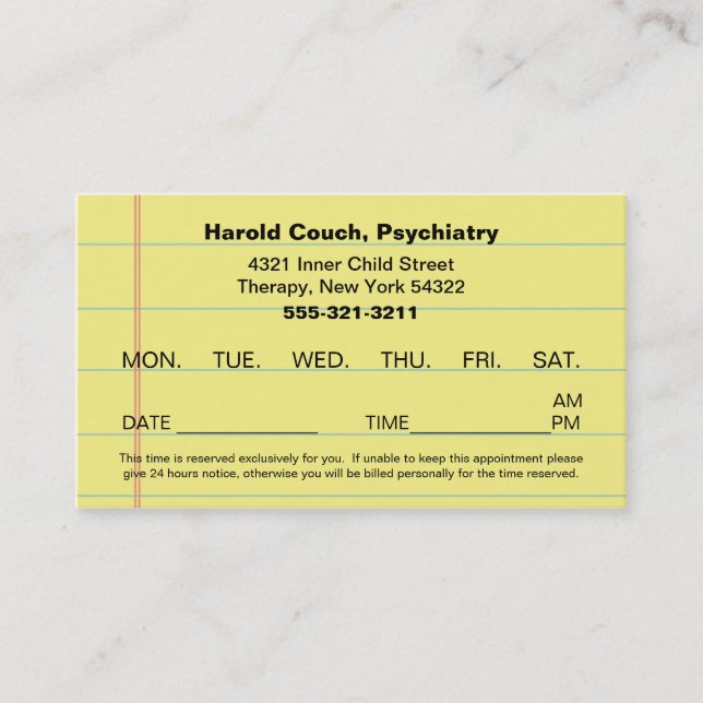 Doctor's Office Scheduled Appointment Reminder Card (Front)