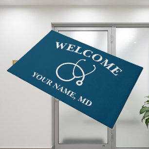 Doctor's office stethoscope logo custom doormat