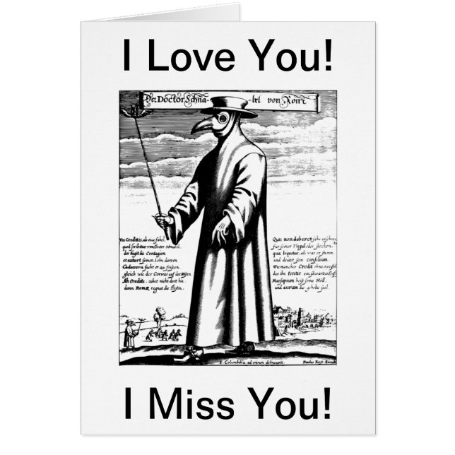 Doctor's Plague Mask I Miss You Cards (Front)