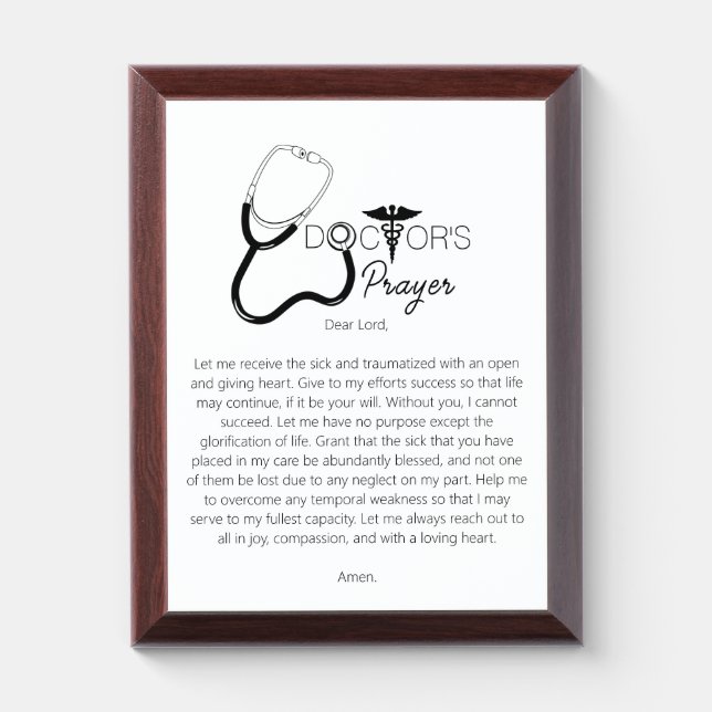 Doctors Prayer Award Plaque (Vertical)