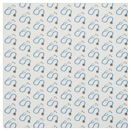 Doctor's Stethoscope Pattern on White Fabric