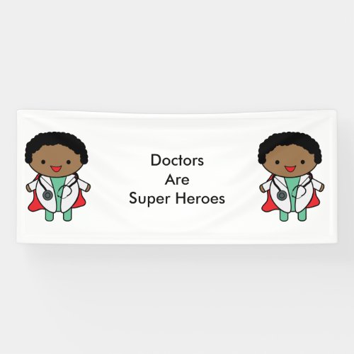 Doctors Super Hero Black Kawaii Personalize Banner