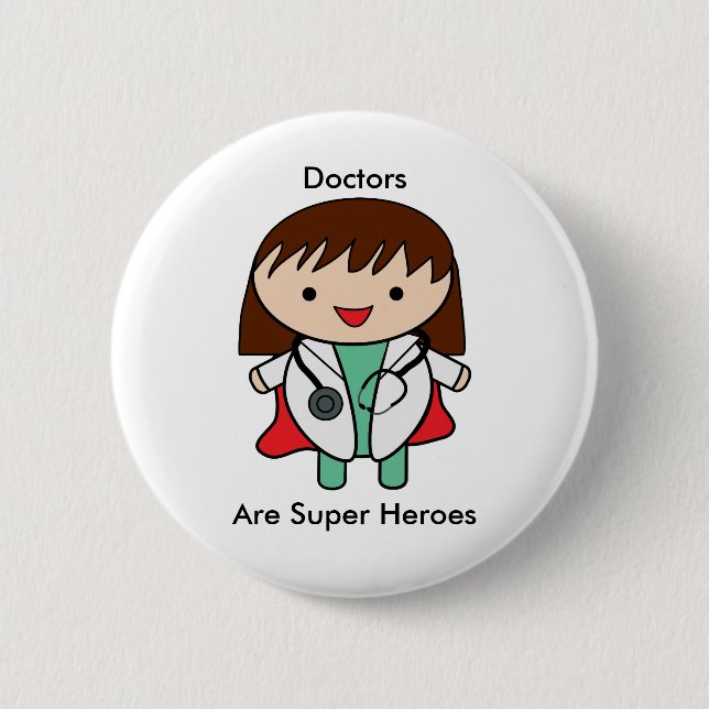 Doctors Super Hero Woman Female Personalize Button (Front)