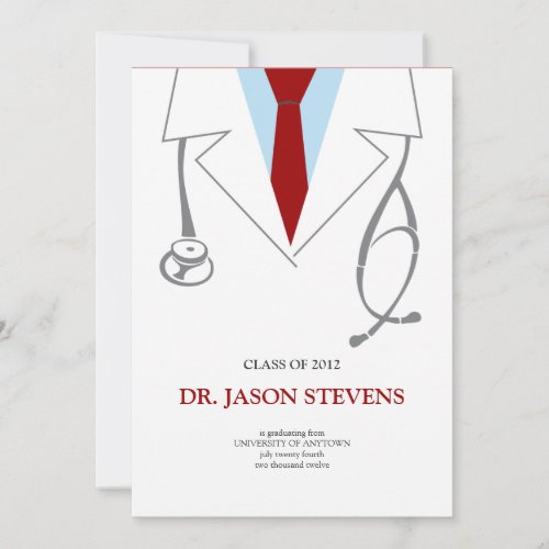 Doctors White Coat Medical Graduation Invitation